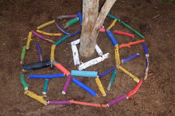Weiß und bunt -Tod und Leben- in einem Kreis vereint