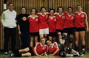 Die zweitbeste Handball-Schulmannschaft Deutschlands im Jahr 2000 - Die Mädchen II (16/17 Jahre) mit OStR Wolfgang Schmid, der leider im Jahr 2014 viel zu früh verstorben ist.