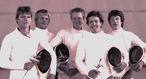 Das junge Team der Modernen Fünfkämpfer im Jahr 1987: Peter Hoffmann, Andreas Perret, Harald Negele, Thorsten Krebs und Oliver Strangfeld.