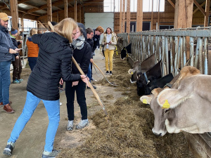 Anpacken beim Bauernhofbesuch in Weibletshofen